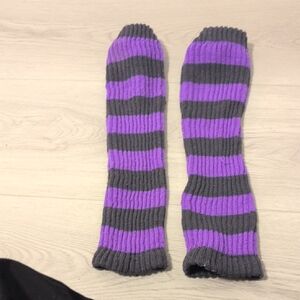 Striped Purple & Gray Women's Casual Knit Socks